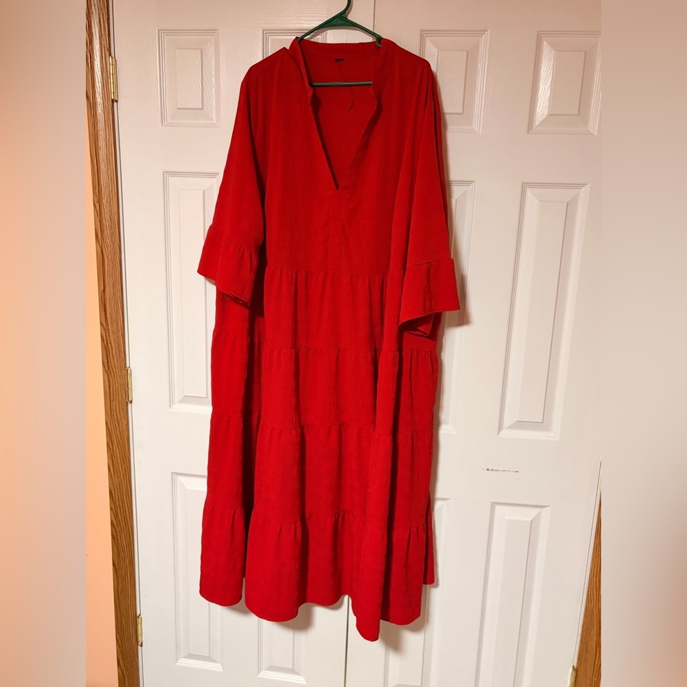 SHEIN Vibrant Red Long Sleeve Dress